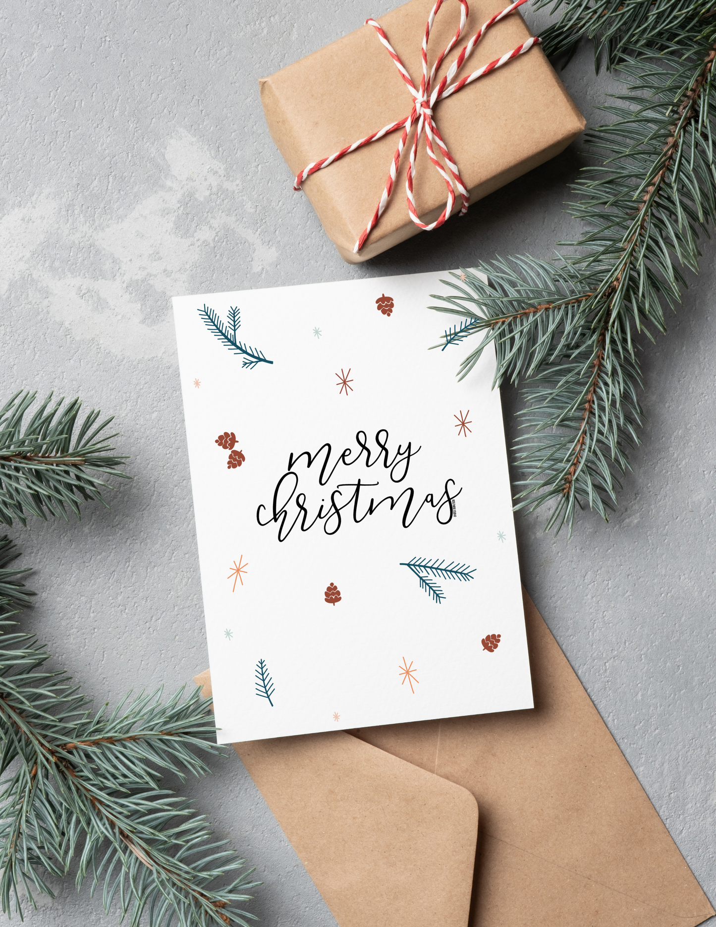 Merry Christmas | Winter Print | Blank Calligraphy Greeting Card