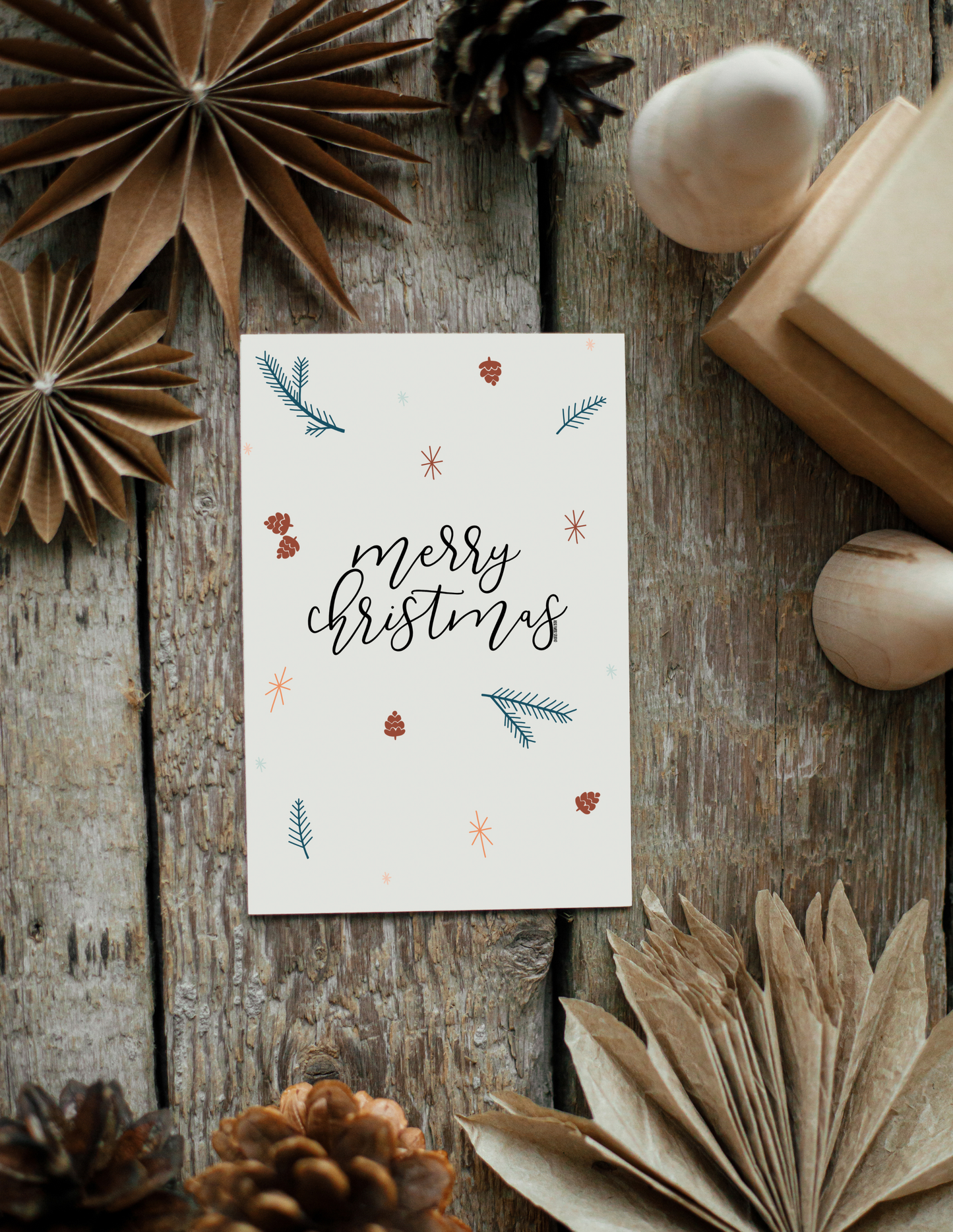 Merry Christmas | Winter Print | Blank Calligraphy Greeting Card