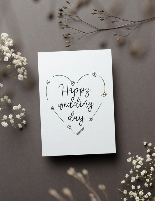 Happy Wedding Day | Blank Calligraphy Greeting Card