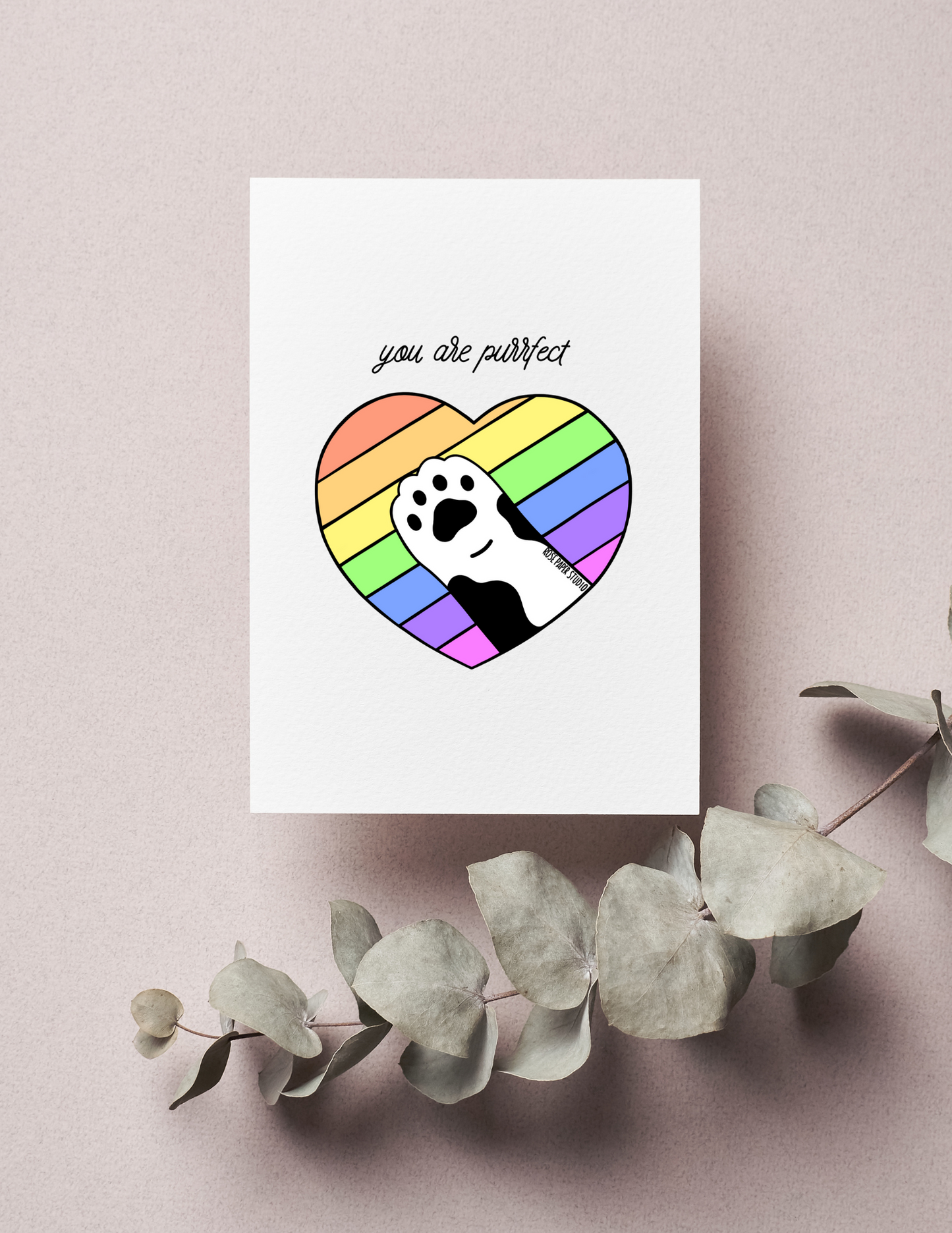 Paws-o-tively Prideful | LGBTQIA+ Pride | You Are Purrfect | Blank Calligraphy Greeting Card