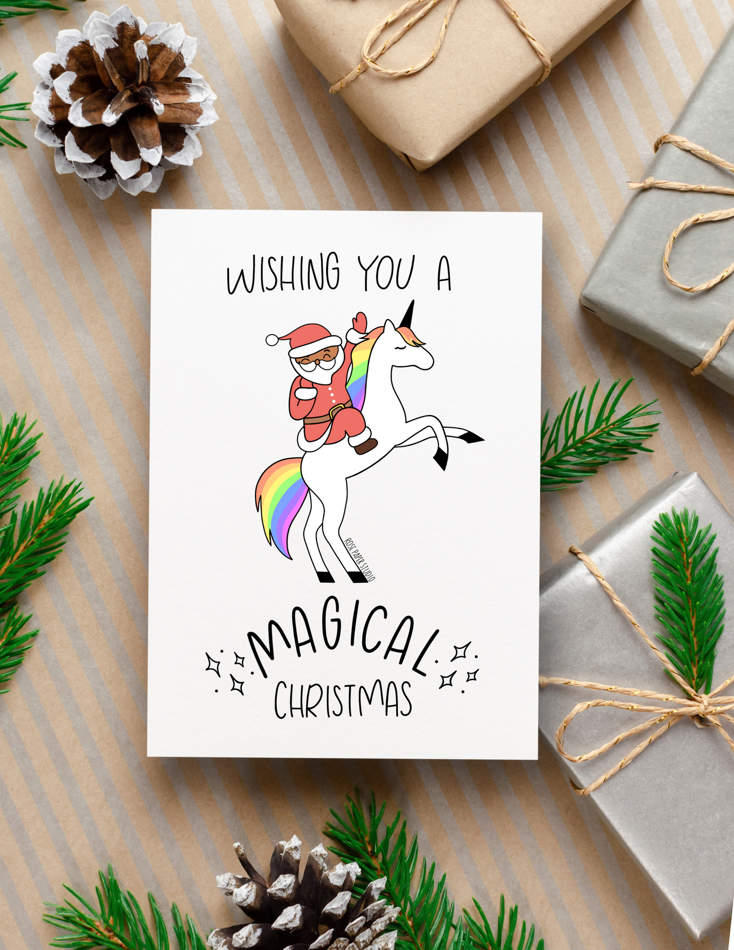 Pride Santa | Wishing You A Magical Christmas | Blank Calligraphy Greeting Card