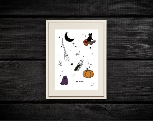 Witchy Art Print | Halloween | Fall | Autumn