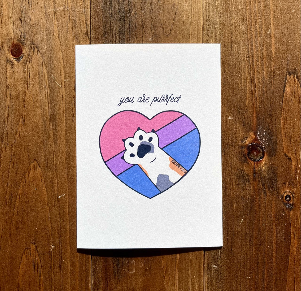 Paws-o-tively Prideful | Bisexual Pride | You Are Purrfect | Blank Calligraphy Greeting Card