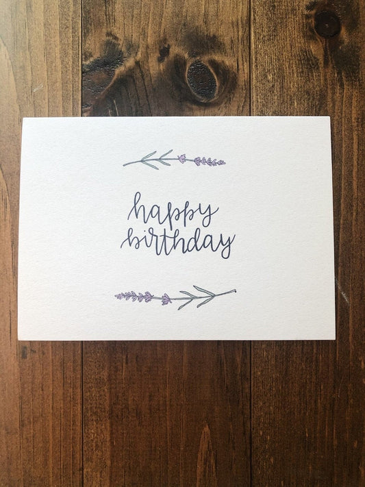 Lavender Happy Birthday | Blank Calligraphy Greeting Card