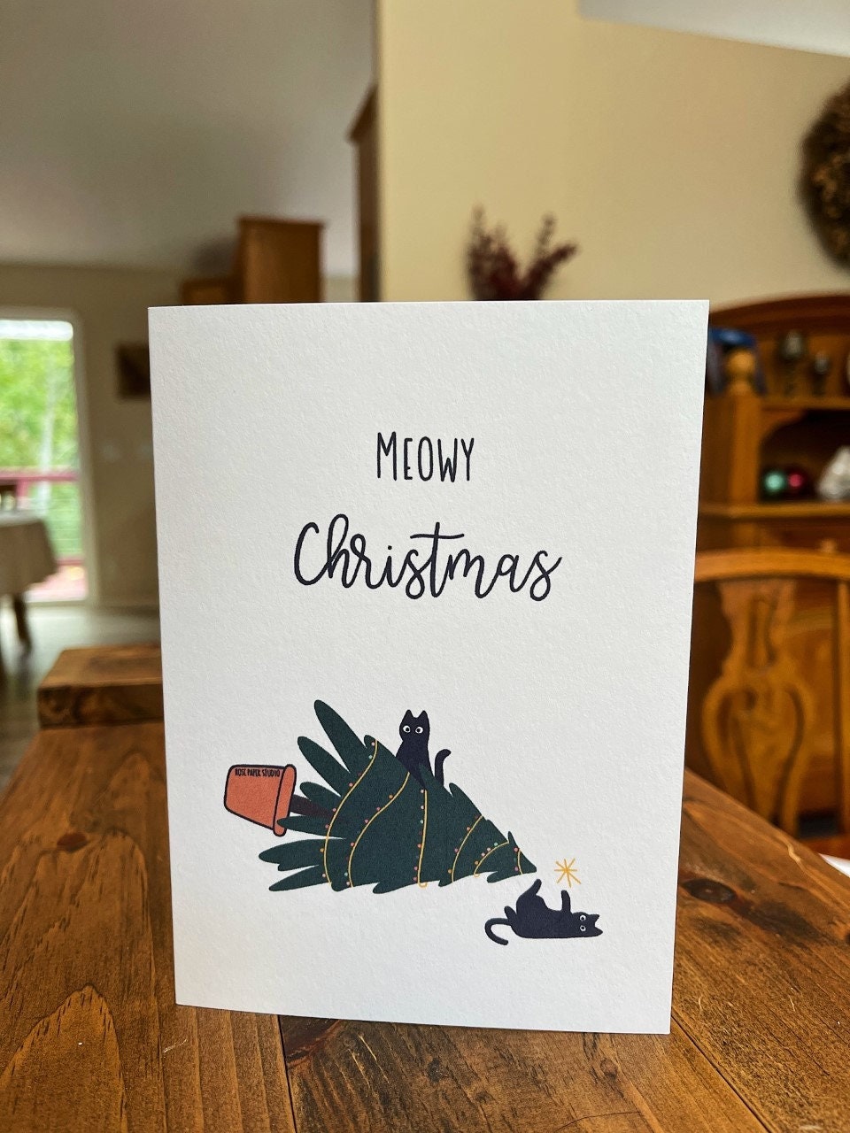 Meowy Christmas | Blank Calligraphy Greeting Card