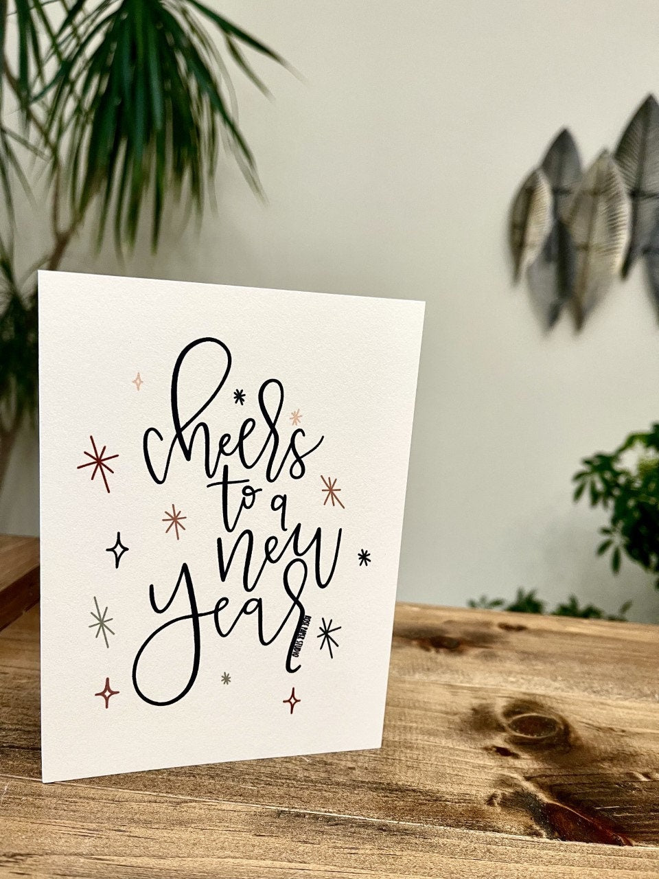 Cheers to a New Year | Blank Calligraphy Greeting Card | New Years Card