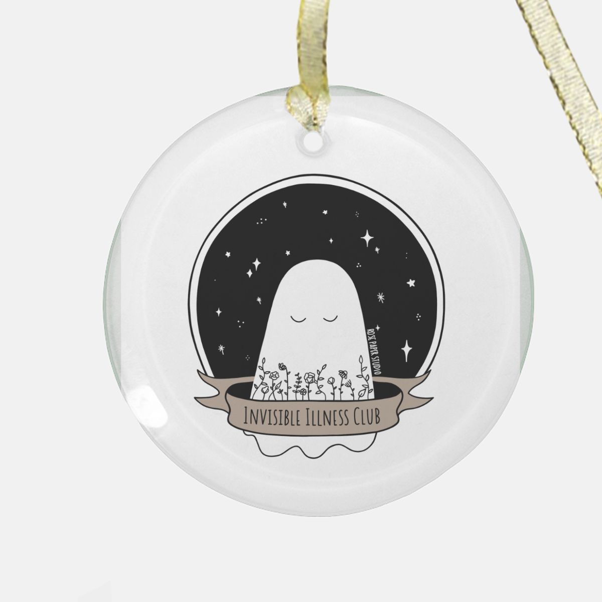 Invisible Illness Club | Round Glass Christmas Ornament