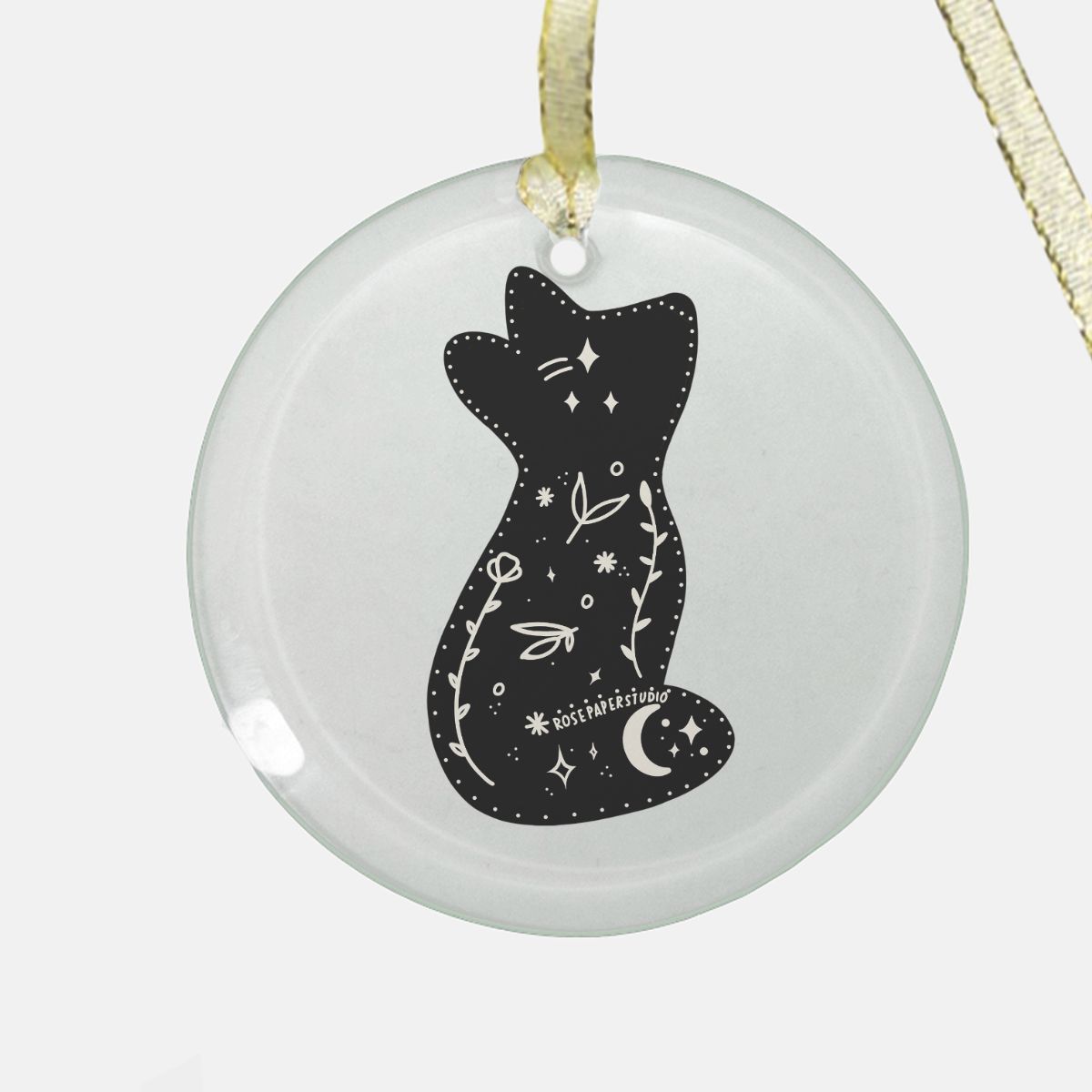 Moon Fox | Round Glass Christmas Ornament