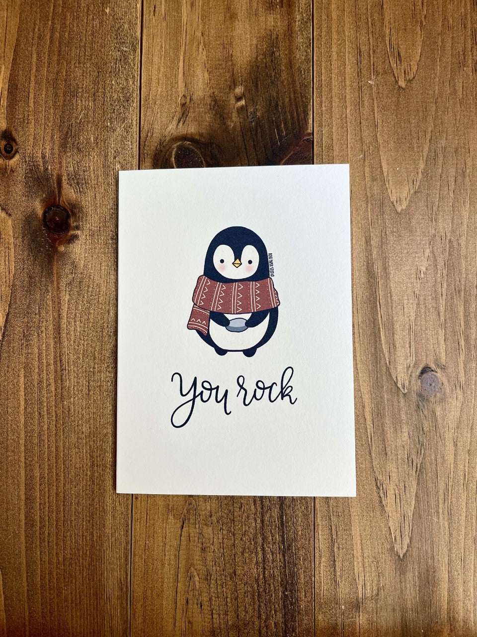 You Rock | Bernard the Penguin | Blank Modern Calligraphy Greeting Card